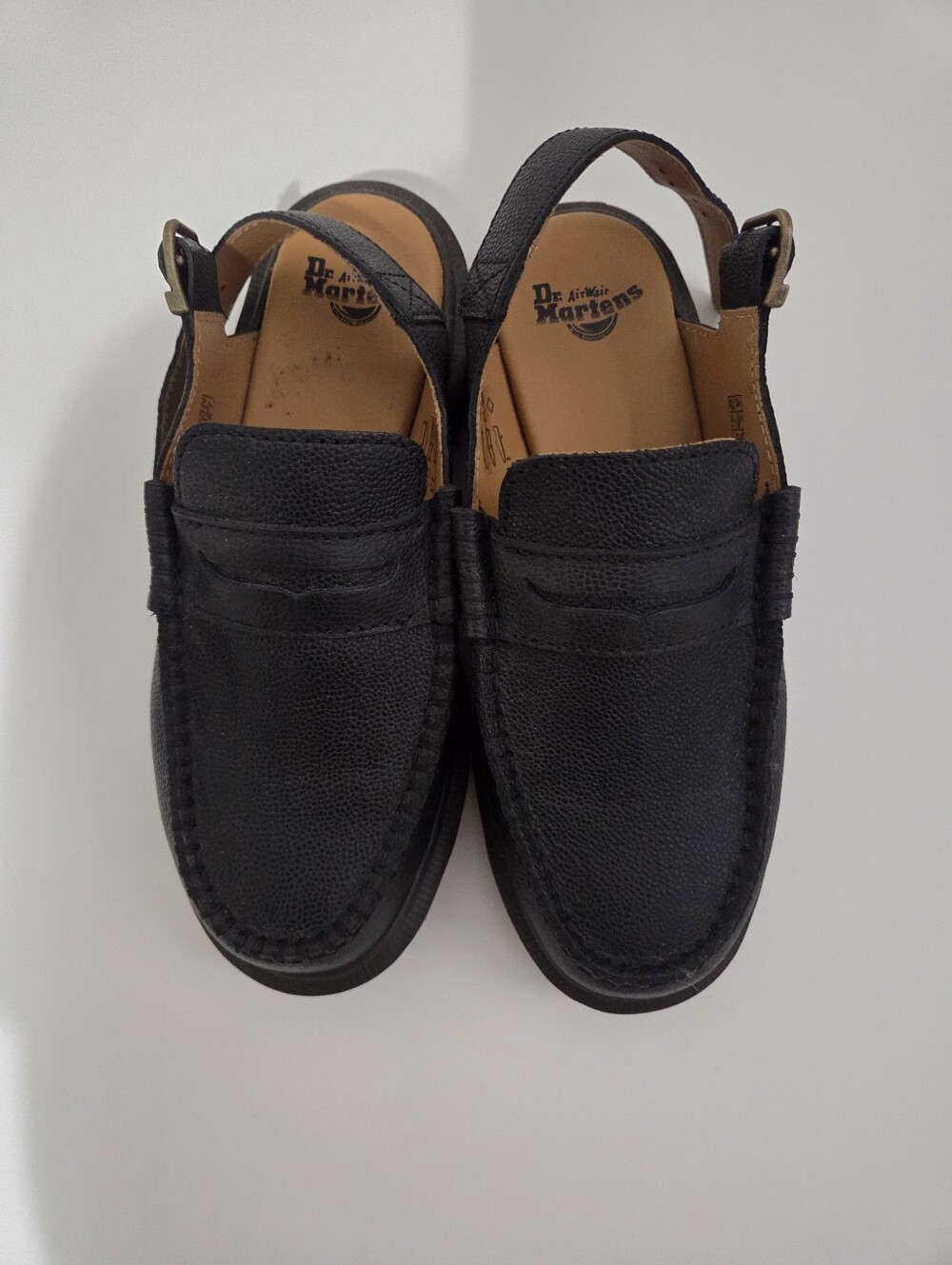 Dr. Martens Black Leather Slingback Penny Loafers